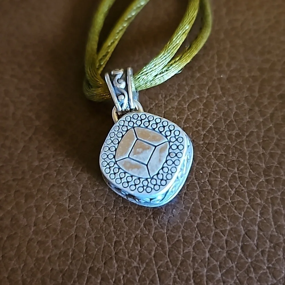 BRIGHTON Venus Rising Swarovski Crystal Pendant Olive Silk Cord Necklace - Picture 3 of 7